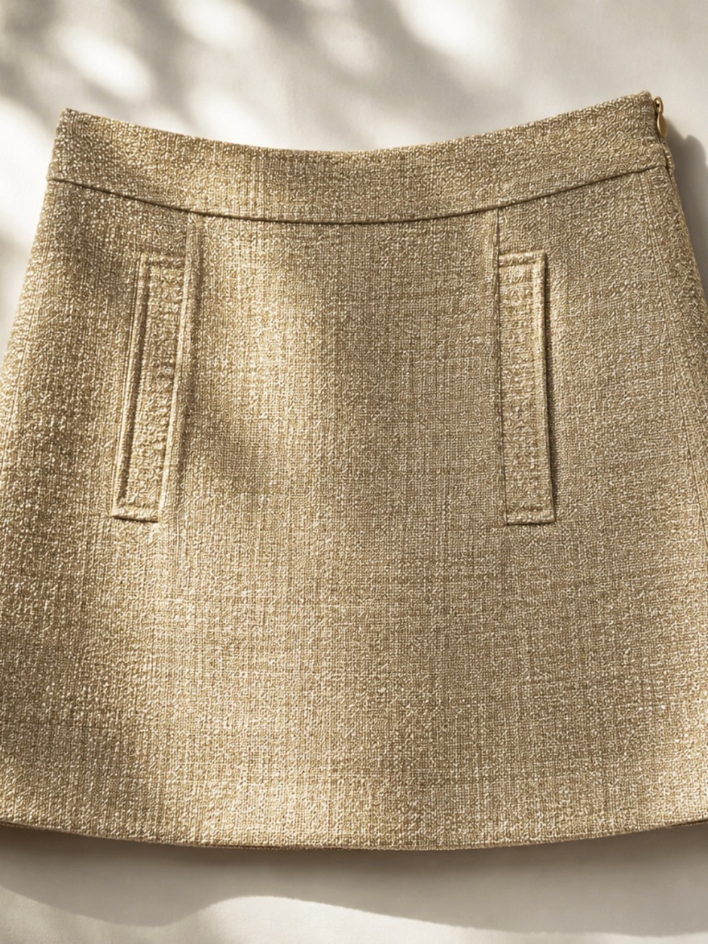NWT ETRO Gold Metallic Tweed Mini Skirt IT 46 US 10 - Picture 1 of 6